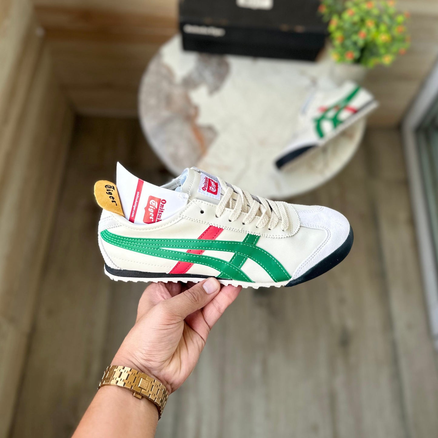 ONITSUKA TIGER LEATHER TRAINERS BIRCH GREEN