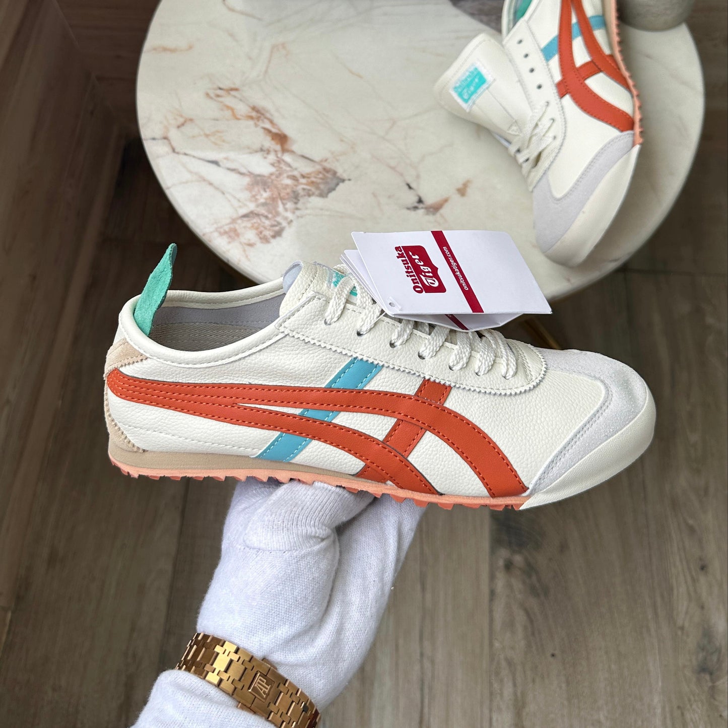 ONITSUKA TIGER LEATHER TRAINERS SKY