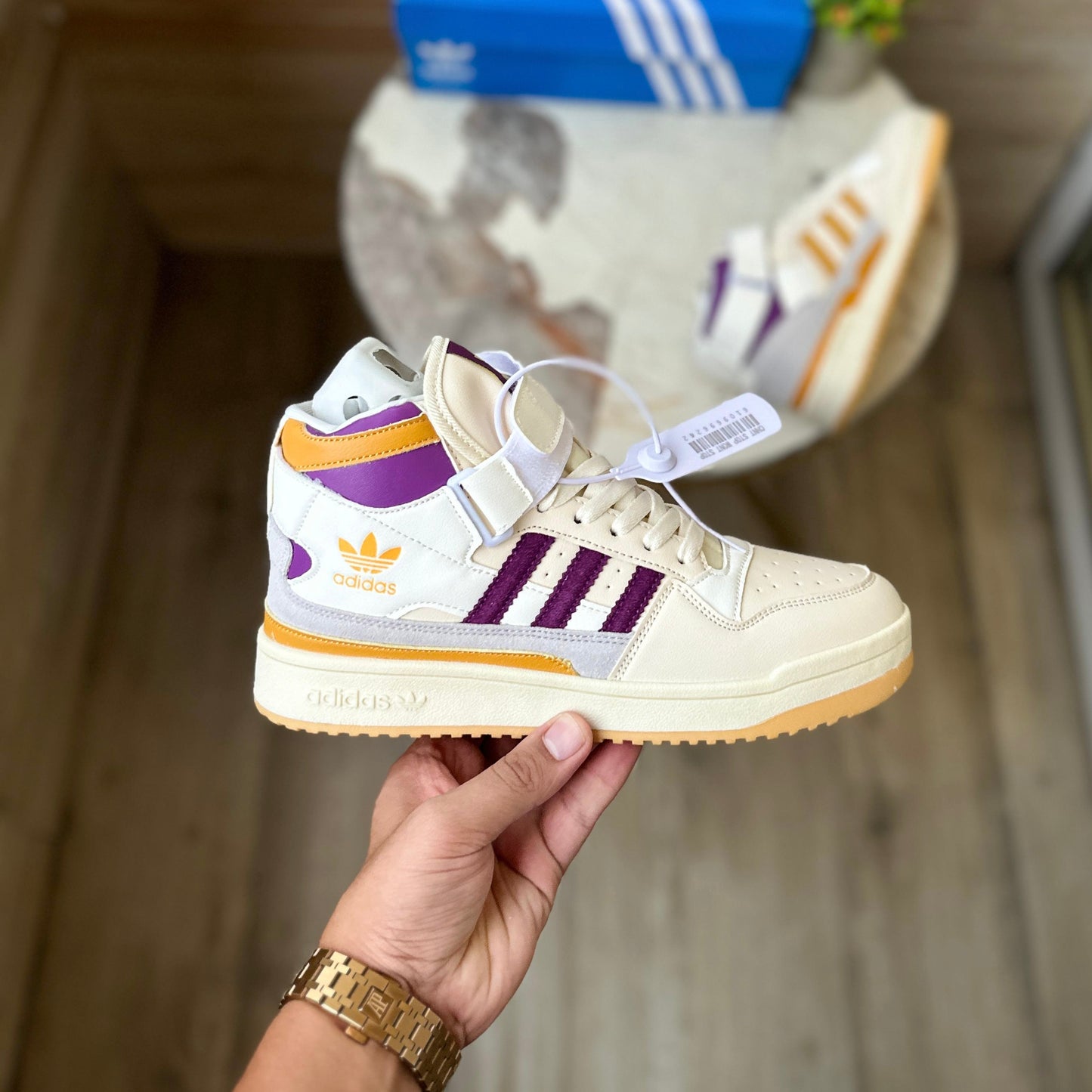 Adidas forum mid purple stripes