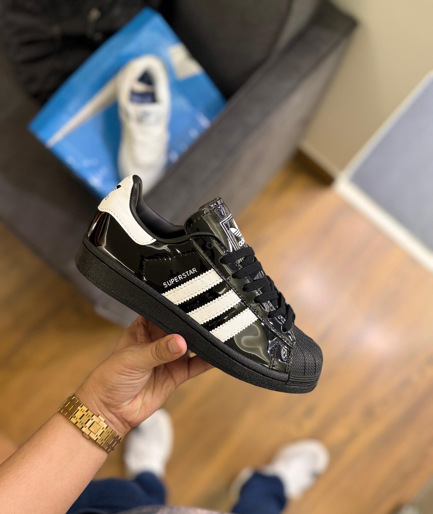 ADIDAS ORIGINALS SUPERSTAR ATMOS BLACK PATENT