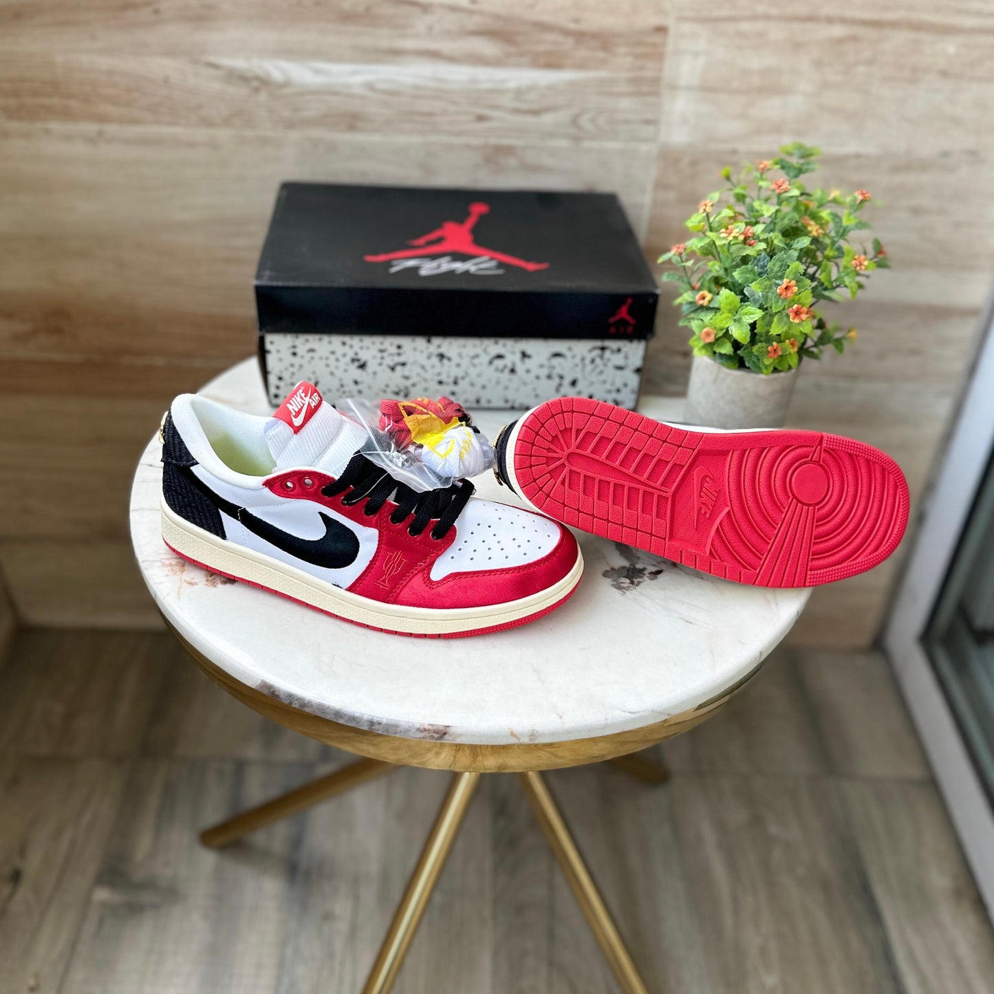 NIKE AIR JORDAN ONE LOW OG X TROPHY ROOM SAIL AND VARSITY