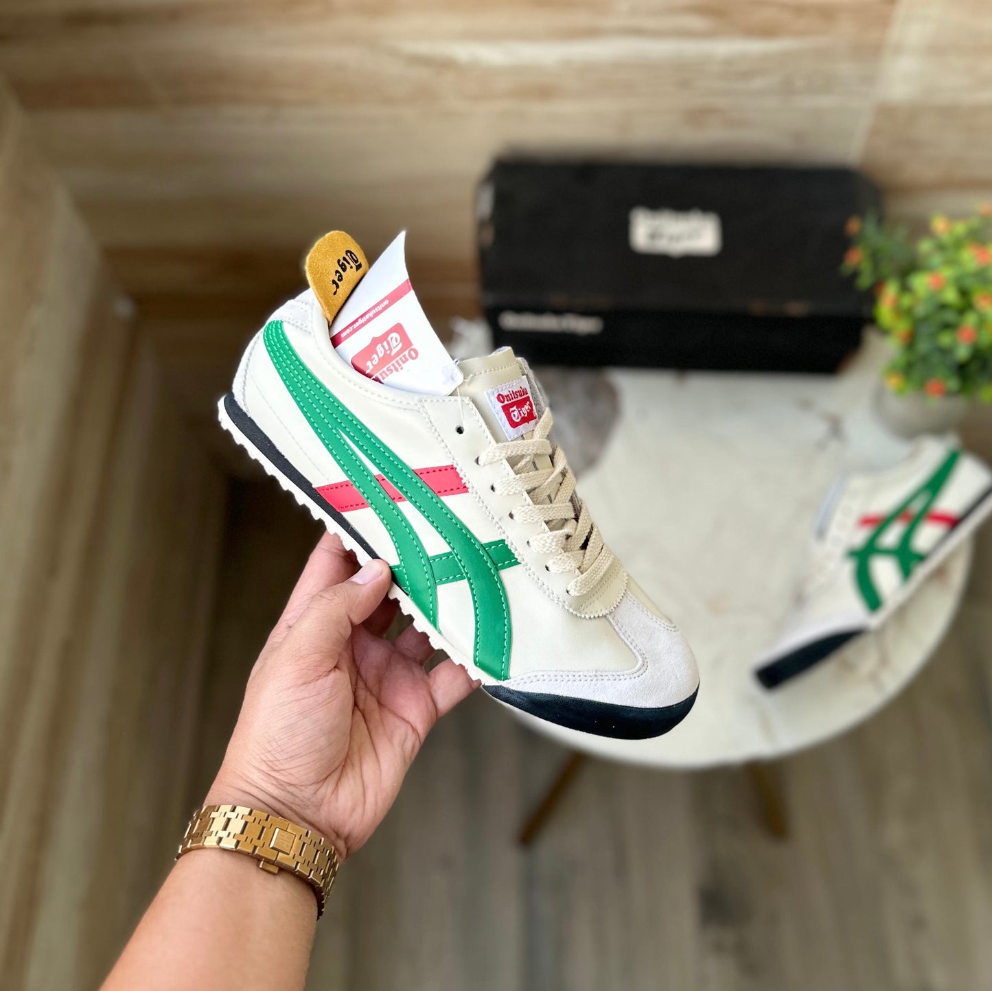 ONITSUKA TIGER LEATHER TRAINERS BIRCH GREEN