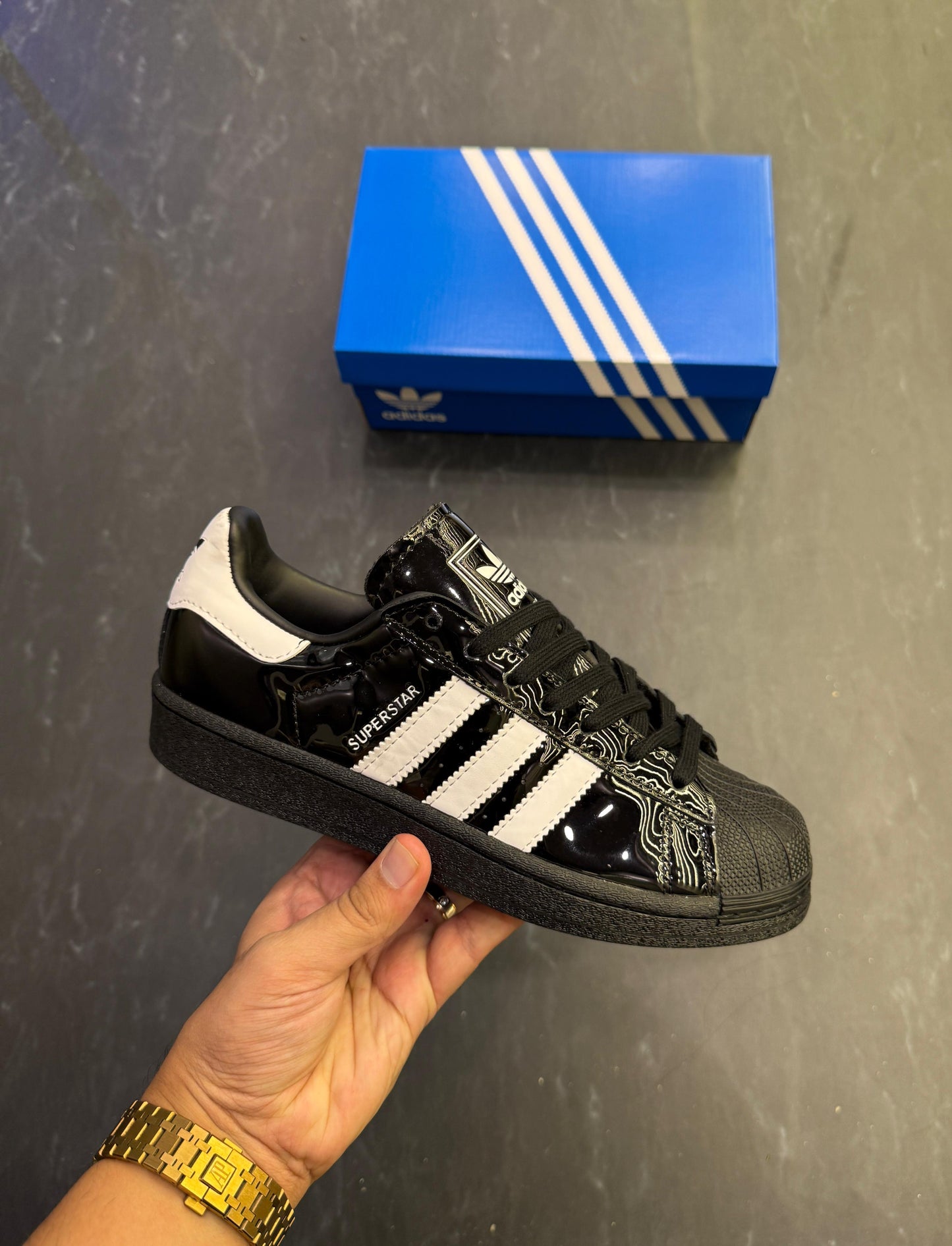 ADIDAS ORIGINALS SUPERSTAR ATMOS BLACK PATENT