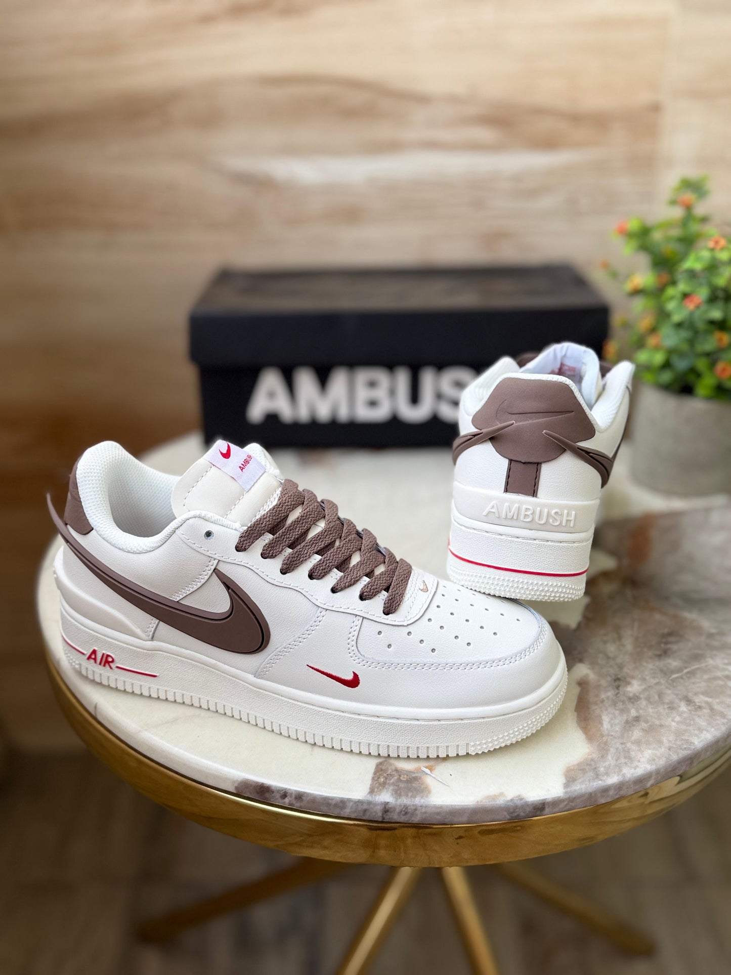 Nike airfoirce ambush brown swoosh