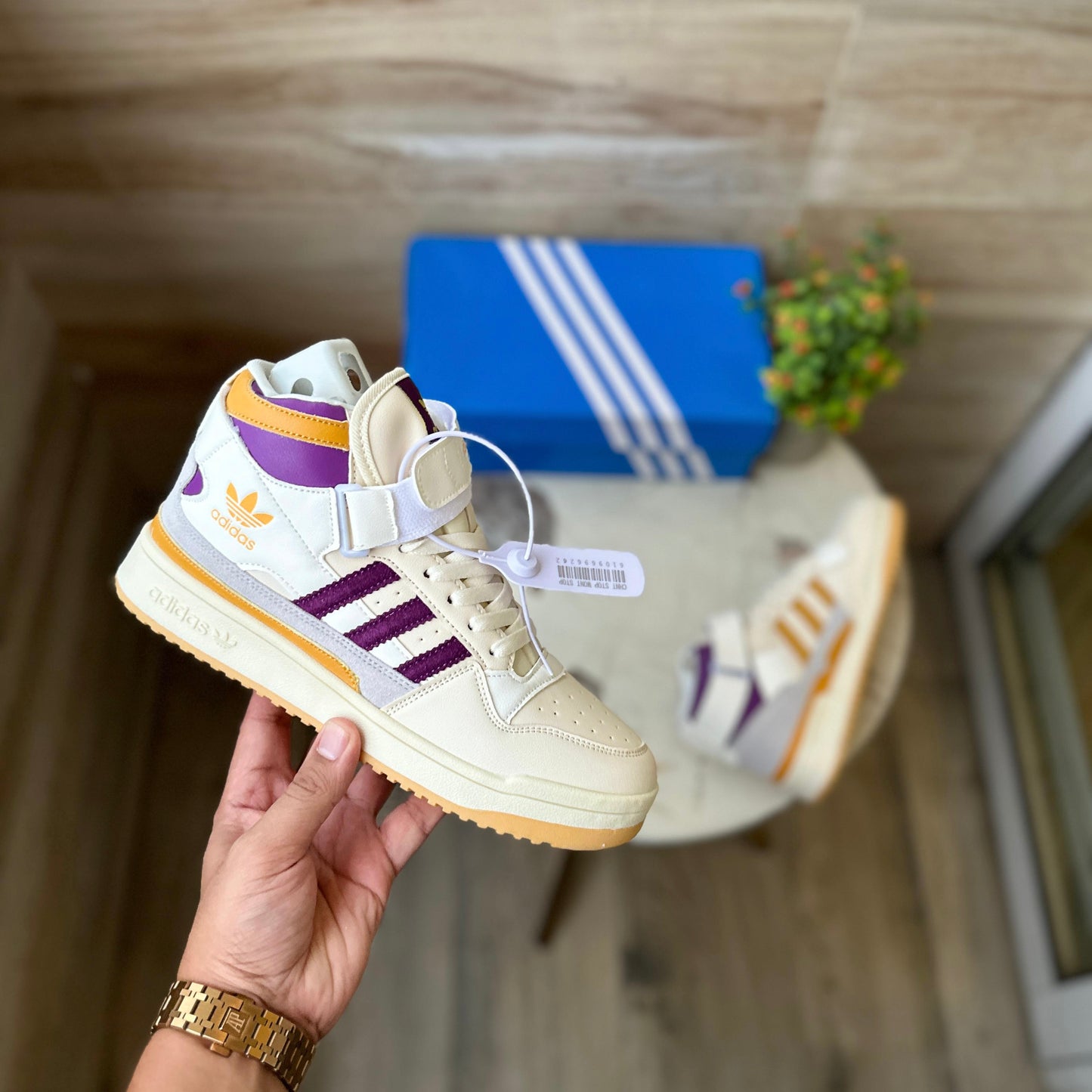 Adidas forum mid purple stripes