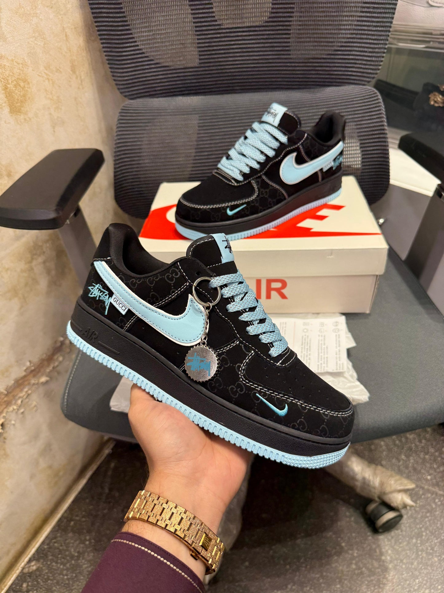 Nike airforce 1 x guccii gg blue 2025