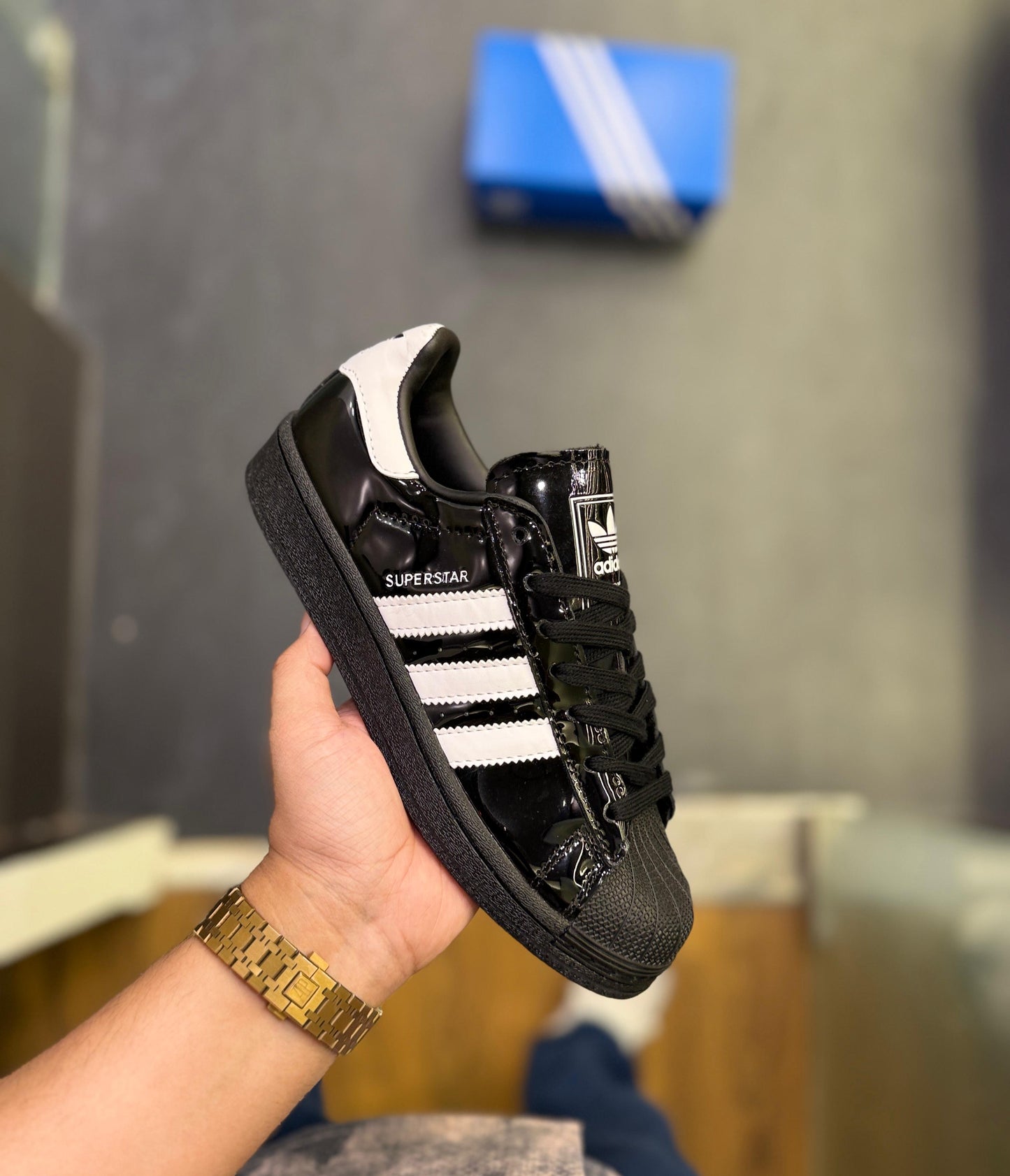ADIDAS ORIGINALS SUPERSTAR ATMOS BLACK PATENT