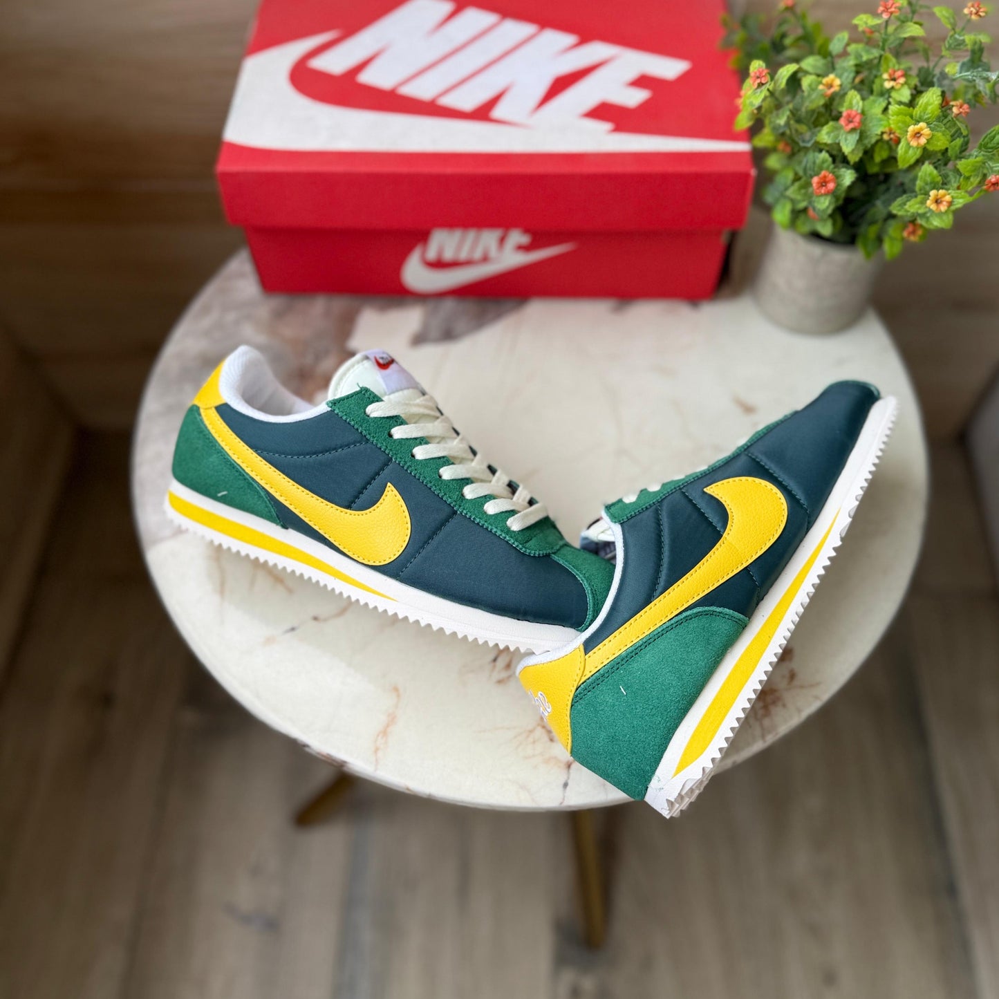 Nike cortez green yellow