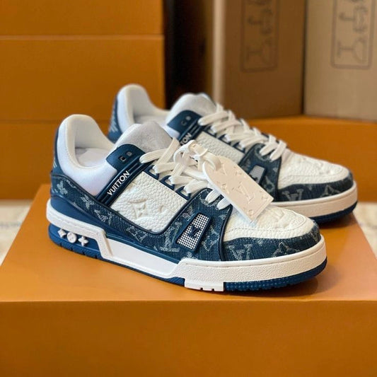 LOUIS VUITTION TRAINER MONOGRAM DENIM WHITE BLUE