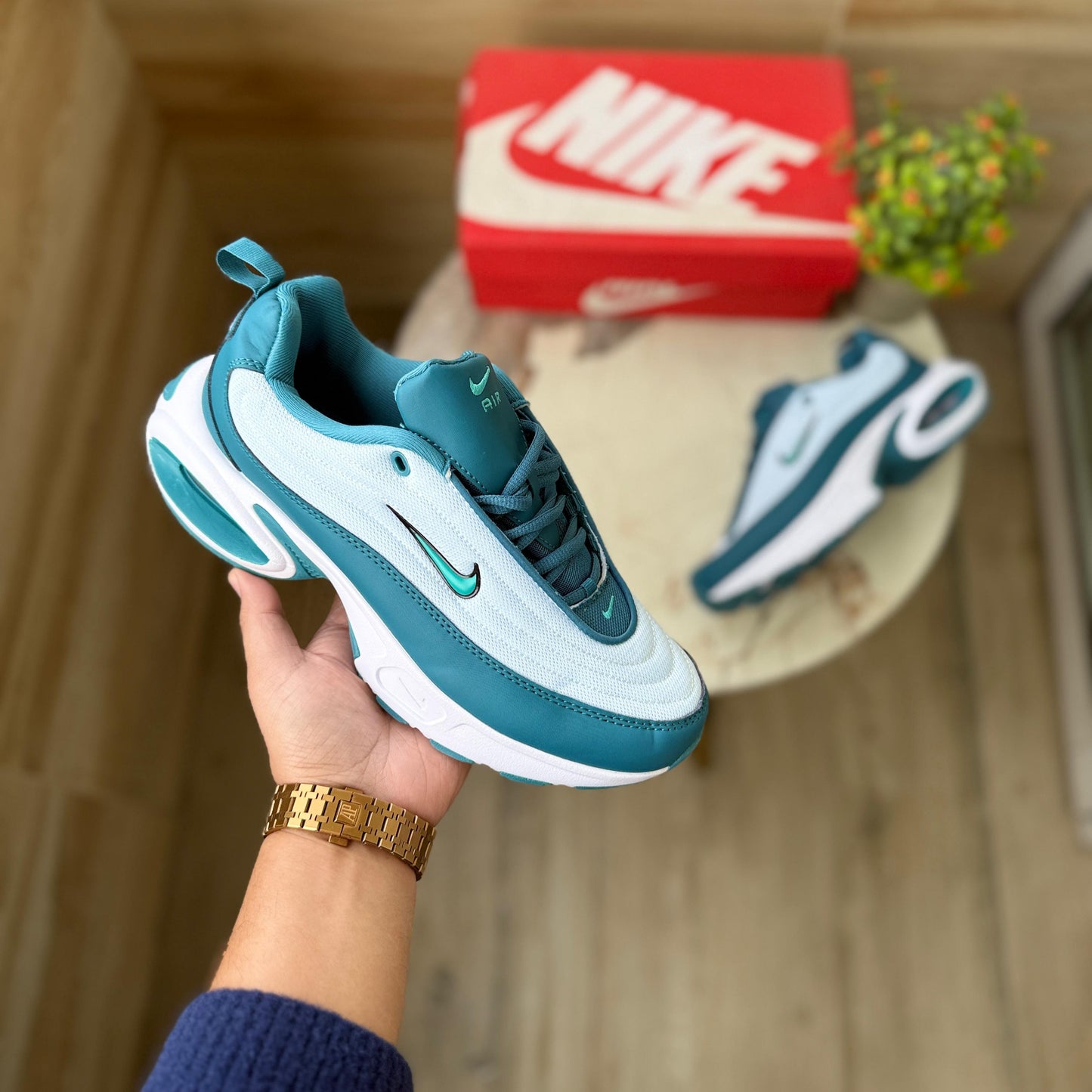 Nike airmax portal trainers white light blue