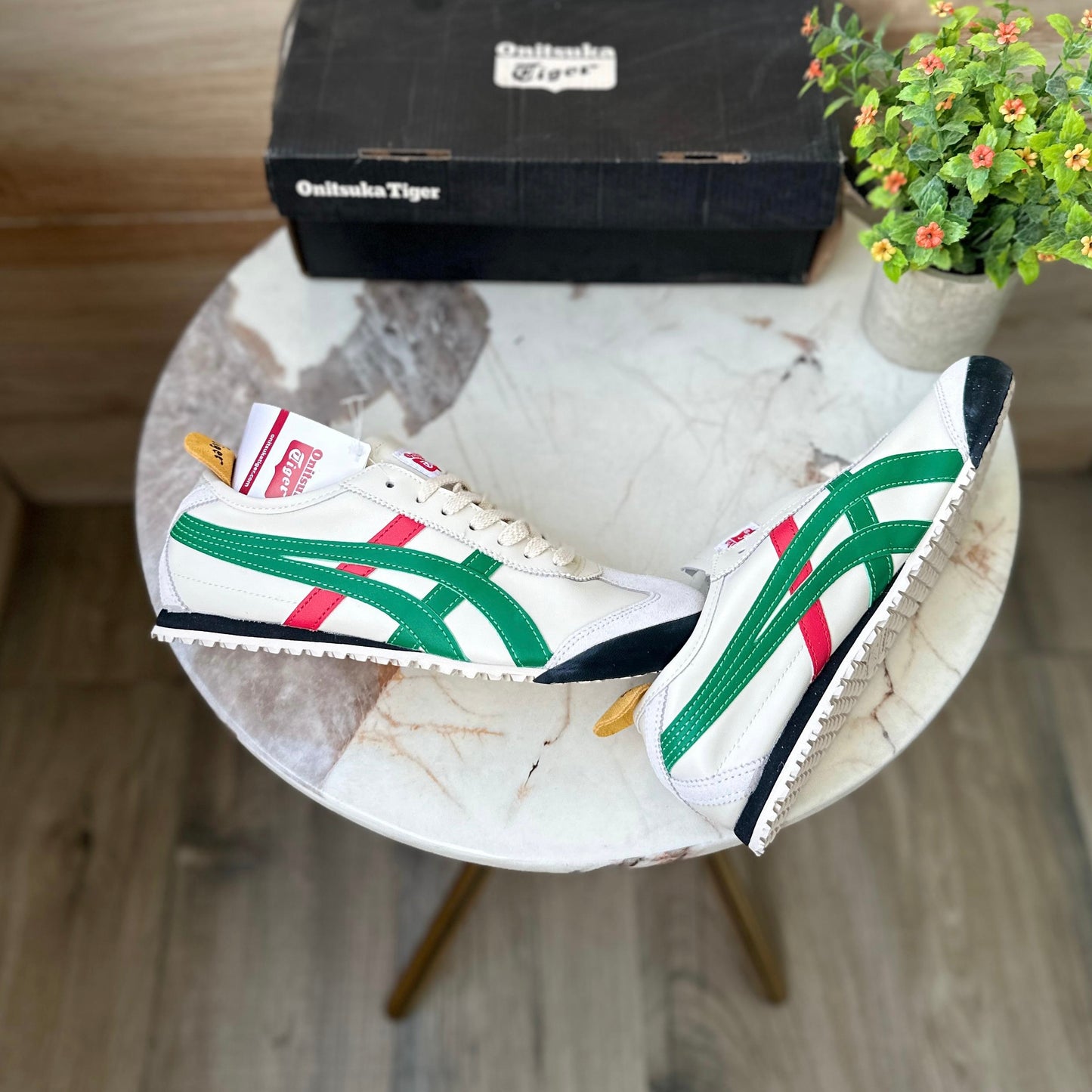 ONITSUKA TIGER LEATHER TRAINERS BIRCH GREEN