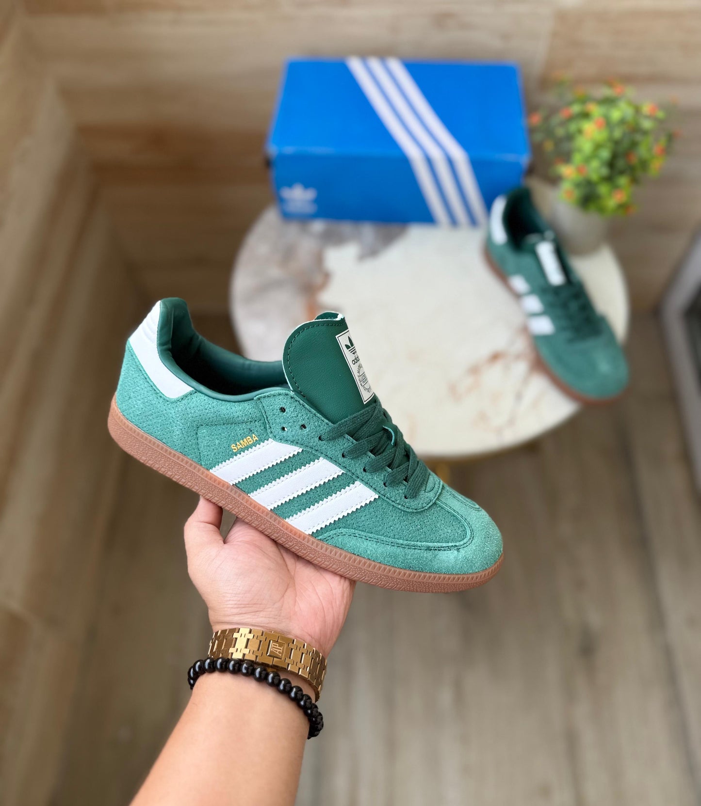 Adidas orginals samba dot court green