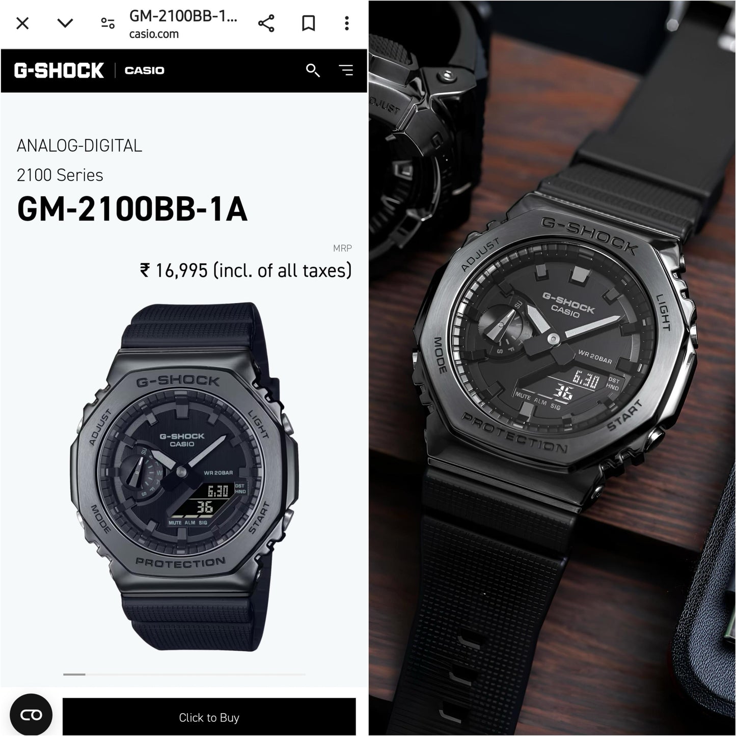 G-shock GM-2100 Black &amp; Steel