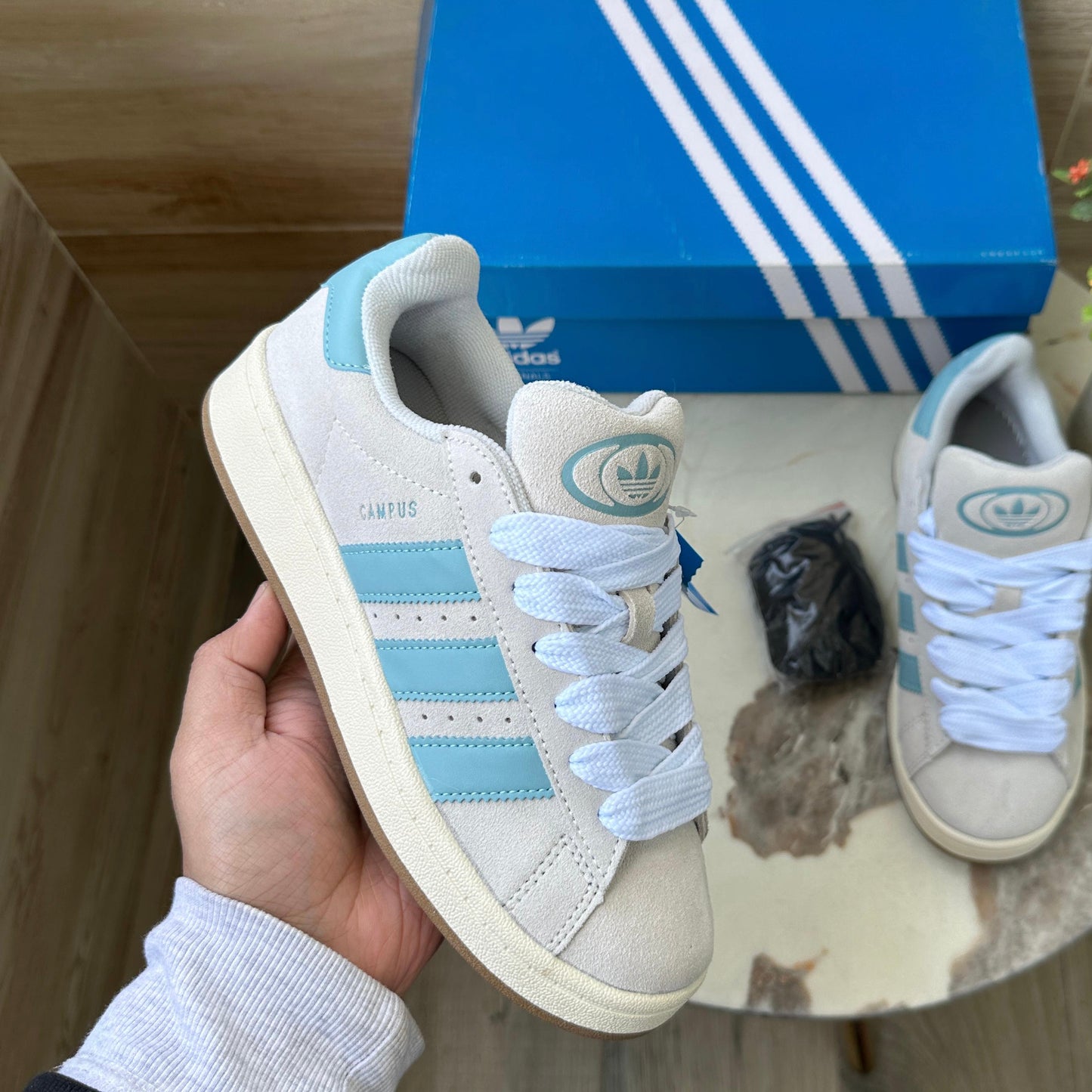 ADIDAS ORGINALS CAMPUS WHITE PRELOVED BLUE
