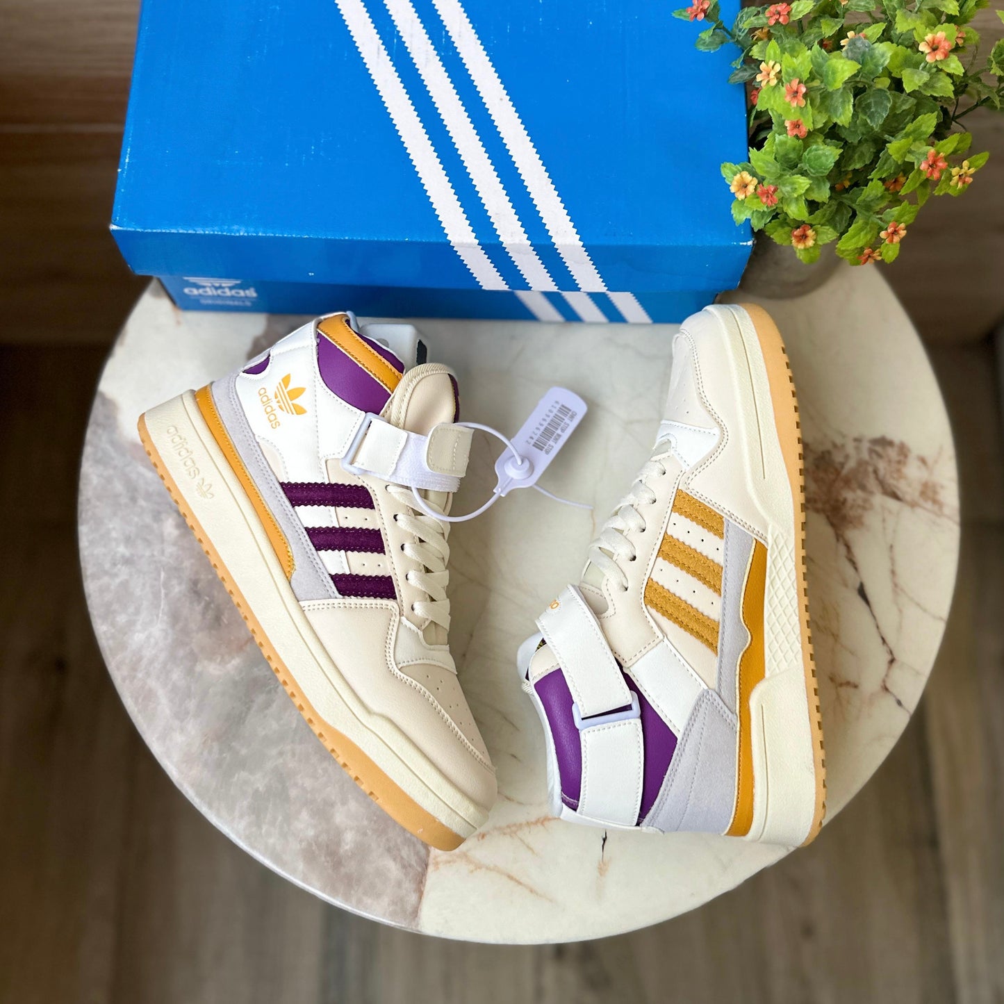 Adidas forum mid purple stripes