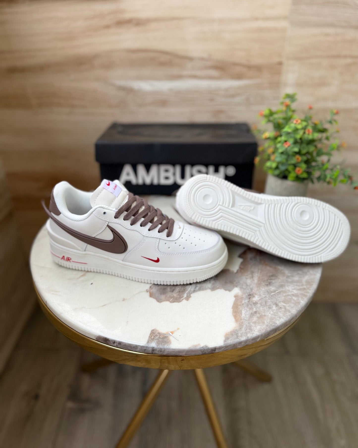 Nike airfoirce ambush brown swoosh